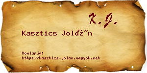 Kasztics Jolán névjegykártya